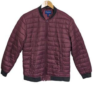 Arizona Jean‎ Co Puffer Coat Mens Large Quilted Bubble Jacket Plum & Gray